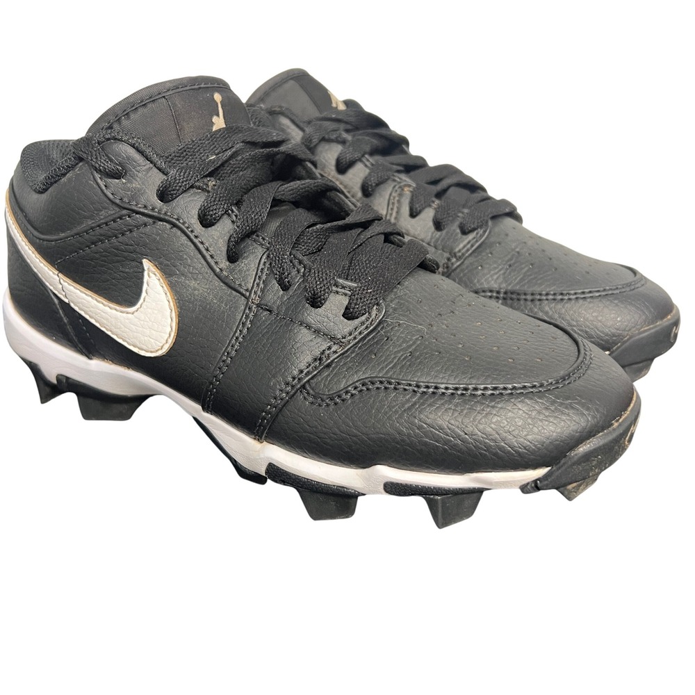 Jordan 1 Low MCS Youth Baseball Cleats Black White HF6885-001 Kids 5.5Y
